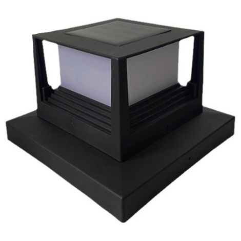 Lampe solaire d'extérieur pour pilier, tête de colonne en bois carrée, lumière bicolore noire (2 couleurs)