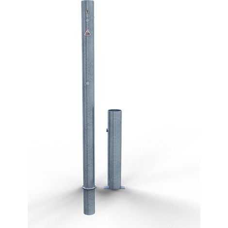 Schake Absperrpfosten herausnehmbar aus Stahlrohr verzinkt Ø60x2,5mm mit Stahlkappe und Profilzylinderschloss 900mm Überflur ohne Ösen (1/2)