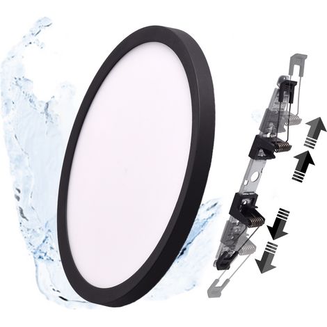 Plafón LED negro Ø225mm 18W IP44 CCT ultrafino