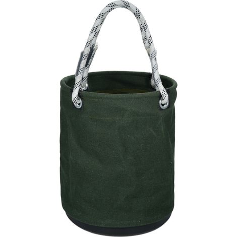 PENGGONG Sac de rangement pliable en toile et ABS circulaire pour outils, bac de rangement repliable, organisation jardinage et tri bazar avec poches intégrées pour maison et camping, 400x300mm, blanc