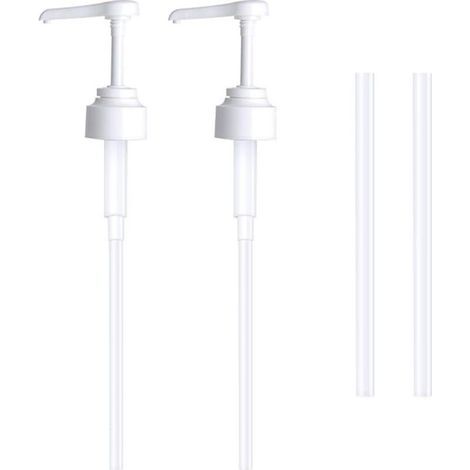 Lot de 2 Pompe doseuse bidon 5 litres Bouteille Pompe Vide(Blanc), réutilisables Flacon Pompe Vide Plastique Remplacement de 38 cm pour contenants d'assaisonnement de Liquide de Salle de Bain (1/5)