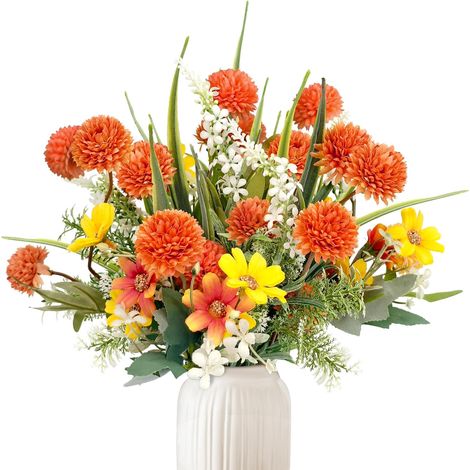 Fleurs artificielles comme de vraies fleurs artificielles d'automne - Bouquet de fleurs artificielles en soie - Fleurs artificielles - Branches - Décoration d'automne - Fleurs sauvages pour (1/5)
