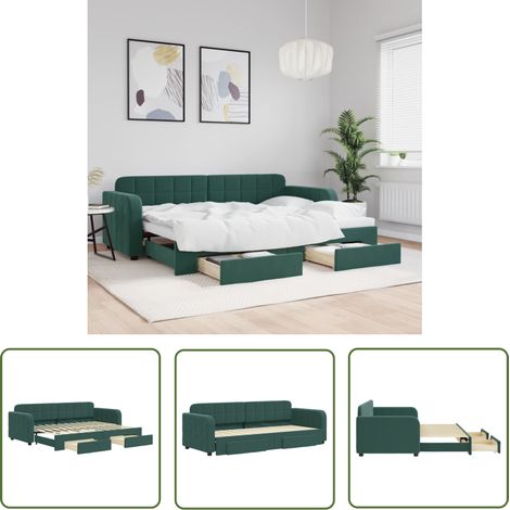 The Living Store Lit de jour avec gigogne et tiroirs sans matelas 80x200 cm - Canapé Convertible - Lit Gigogne - Meuble Multifonctionnel - Lit D'appoint - Rangements Intégrés (1/5)