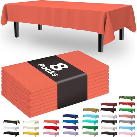 Nappes jetables en plastique, lot de 8, imperméables et résistantes, idéales pour les pique-niques, les fêtes et les anniversaires. 137 x 274 cm. (1/5)