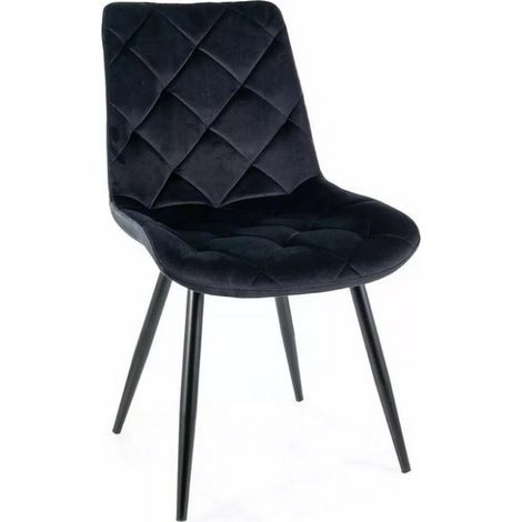 Chaise en velours "Ralph" - Velvet - Noir - l 51 x H 88 cm - Livraison gratuite (1/3)