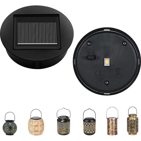 Lot de 2 lampes solaires de rechange de 8 cm - Couvercle de rechange - Lampes solaires de rechange - Avec ampoules LED - Étanche - Lanterne solaire de rechange - Panneau solaire de rechange pour lampe (1/5)