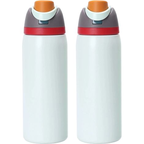Lot de 2 Gourdes isothermes,Acier inoxydable,Bec verseur,Couvercle verrouillage,Sport,Voyage (1/5)