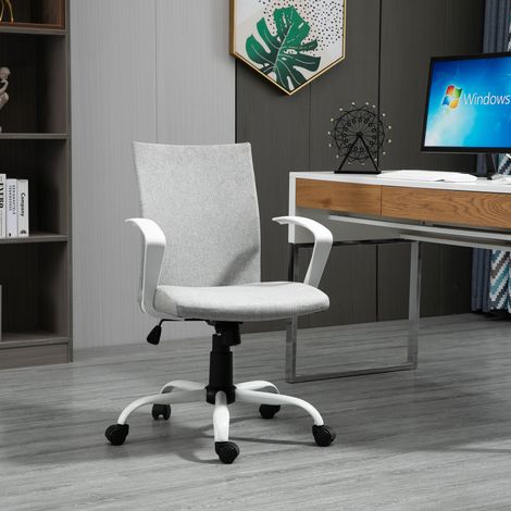 Fauteuil de bureau ergonomique à bascule. Fauteuil d'étude pivotant. Fauteuil de bureau en tissu réglable en hauteur. 61 x 61 x 89-99 cm. Gris clair.