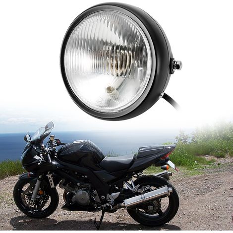 Phare avant universel moto rétro noir avec verre blanc pour GN125, phare classique motocyclette (1/5)