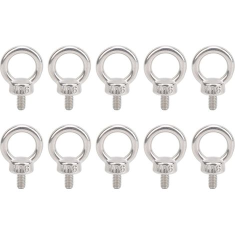 Lot de 10 Boulons à Anneau M6 en Acier Inoxydable 304, Vis de Levage et de Fixation, Accessoires Quincaillerie