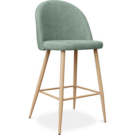Gepolsterter Hocker aus Stoff - skandinavisches Design - 66cm - Evelyne Pastellblau
