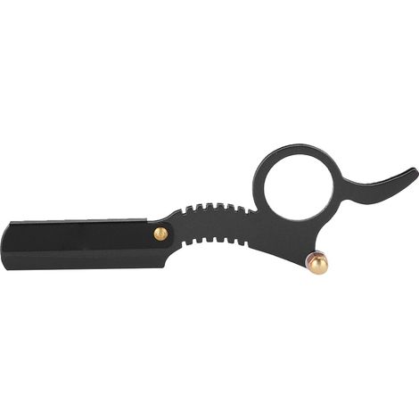 Rasoir de barbier vintage à lame droite avec mécanisme de changement de lame facile, pour le rasage de la barbe, noir (1/5)