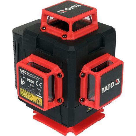 Yato 16 líneas 4D en cruz láser 360° verde hasta 30 m con mini trípode, Yato