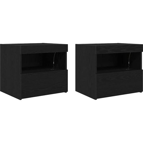 Maison Exclusive - Armadio da Notte con cassetto 2 pcs Rovere Nero 50 x 40 x 45 cm