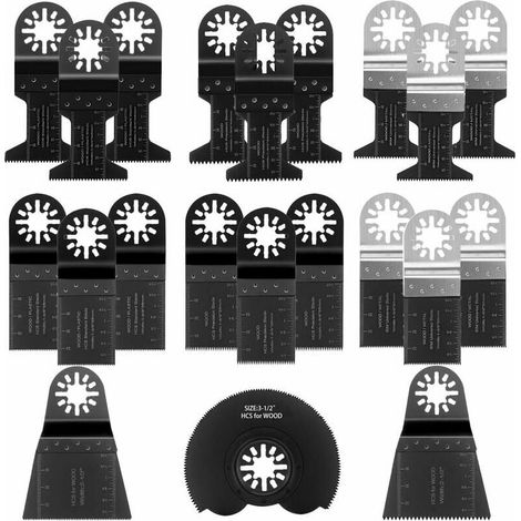 Hoja de sierra multifuncional, hoja de sierra oscilante, juego de herramientas multiusos de 21 piezas con accesorios, multiherramienta oscilante universal con liberación rápida para trabajos de corte (1/5)