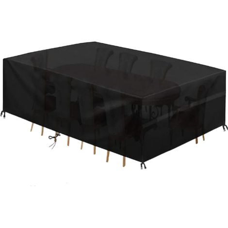 Housse de mobilier imperméable, housse pour mobilier d'extérieur robuste 420D  résistante aux déchirures et aux UV  Noir  Dimensions : (250 x 110 x 90 cm)
