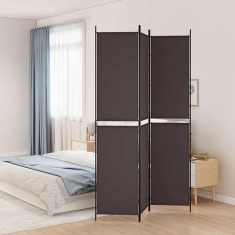 vidaXL Biombo divisor de 3 paneles de tela marrón 150x220 cm (1/5)