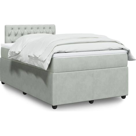 Boxspringbett mit Matratze Hellgrau 120x200 cm Samt (1/5)