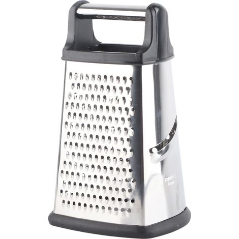 Râpe à fromage professionnelle, format XL, râpe à quatre faces en acier inoxydable, idéale pour le fromage, le parmesan et les légumes. Compatible lave-vaisselle.