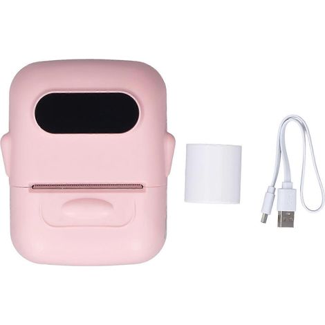 Wiederaufladbarer, tintenloser Thermodrucker mit Bluetooth 4.0 für Barcode-Etiketten und Marker (Pink)