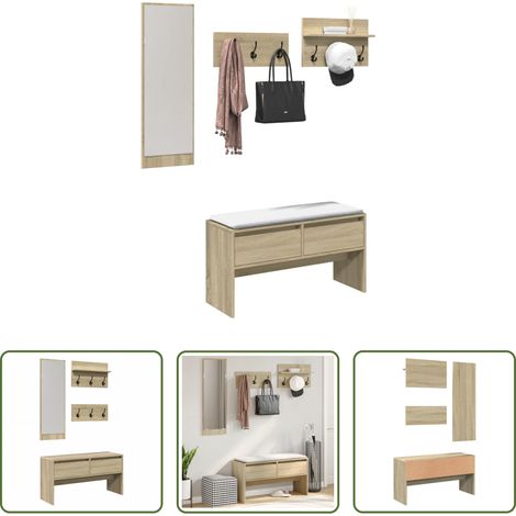 Rangement d'entrée - Ensemble de meubles de couloir 4 pcs chêne sonoma (1/5)