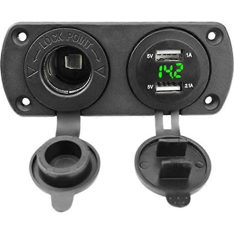 Prise double USB 12-24 V avec LED verte pour voiture ou bateau (1/5)