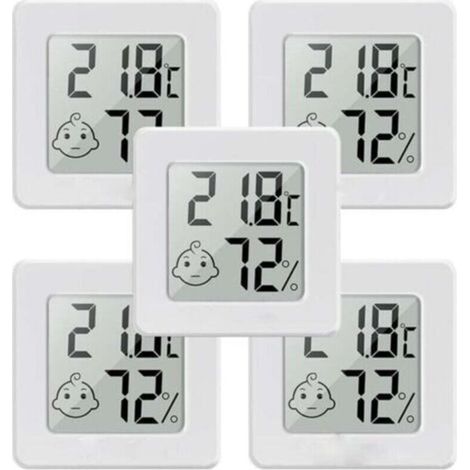 5 pièces Mini Hygrometre Thermometre Interieur Thermomètre Hygromètre Numérique LCD Moniteur de Température et Humidimètre pour Maison Bureau