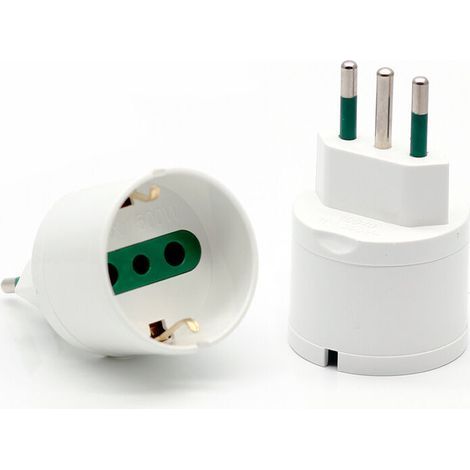 2er-Pack weiße Adapter für italienisch-deutsche Stecker, 10-A-Stecker (italienisch) (1/5)