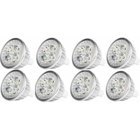 Ampoule LED MR16 4Watt Ampoule spot LED 12V 4W culot MR16 GU5.3, utilisée pour l'éclairage paysager, équivalent à une lampe halogène de 50 watts, blanc froid, 8 packs (1/4)