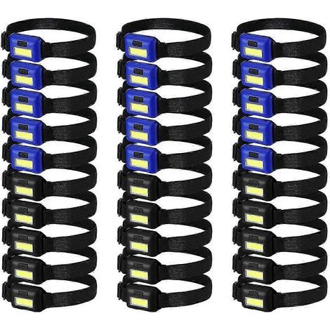 Lot de 30 lampes frontales LED. adaptées aux adultes et aux enfants. idéales pour le camping. la randonnée et les situations d'urgence.
