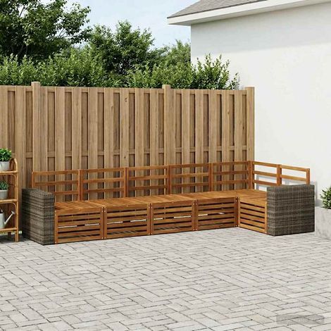vidaXL Ensemble de canapé d'angle 6 pcs Naturel Bois d'Acacia Massif (1/5)