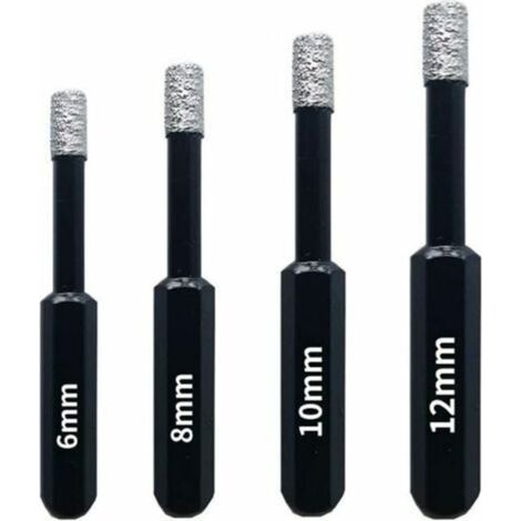 Foret Diamant - 6 mm 8 mm 10 mm 12 mm - Pour Carrelage Céramique - 4 Pièces (1/5)