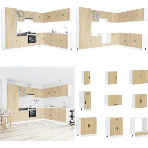 vidaXL 14-tlg. Küchenschrank-Set Porto Sonoma-Eiche Holzwerkstoff (1/5)