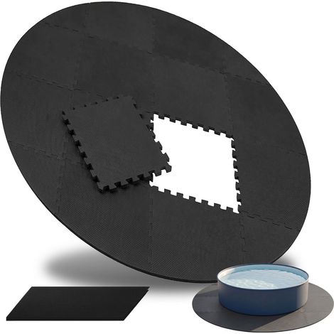 Runde EVA-Schaumstoff-Poolmatte, 2 m Durchmesser, Schwarz (1/5)