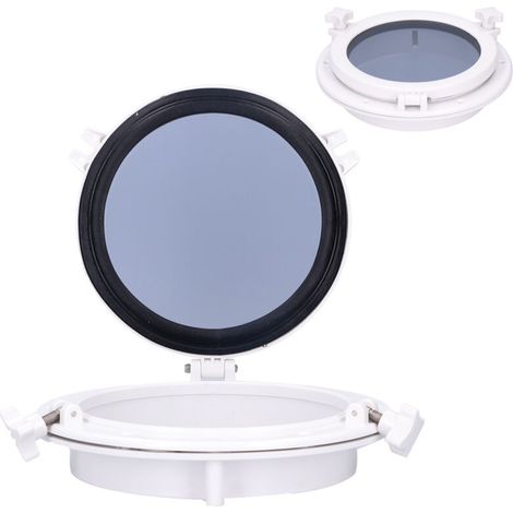 Jeffergarden Hublot Rond 10 Pouces Ouverture Vitrage Trempé Fenêtre pour Bateau Yacht VR Blanc - Design Nautique (1/5)