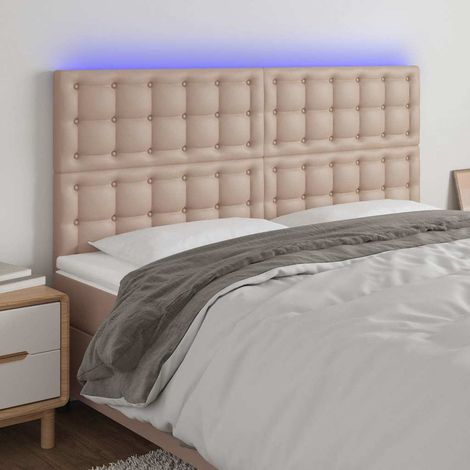 Tête de lit LED réglable en similicuir cappuccino 160 x 5 x 118/128 cm - PANGIVO (1/5)