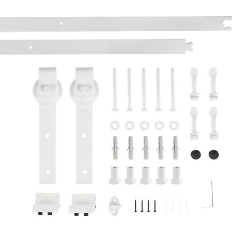 Haloyo 200cm Ensemble Industriel pour Porte Suspendue Sliding Barn Door en Bois,120 kg,blanc