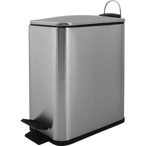 Pattumiera bagno 5 Lt in acciaio inox spazzolato con apertura a pedale Rexa (1/5)