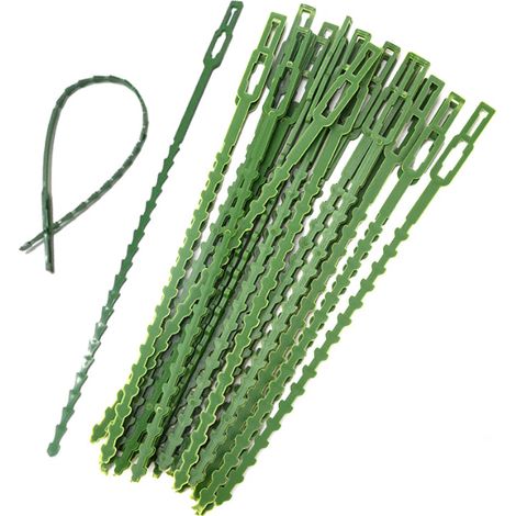 Attaches réglables pour plantes lot de 50 - Liens de serrage en plastique pour jardin - Serre câbles réutilisables pour plantes vertes et arbustes--13cm
