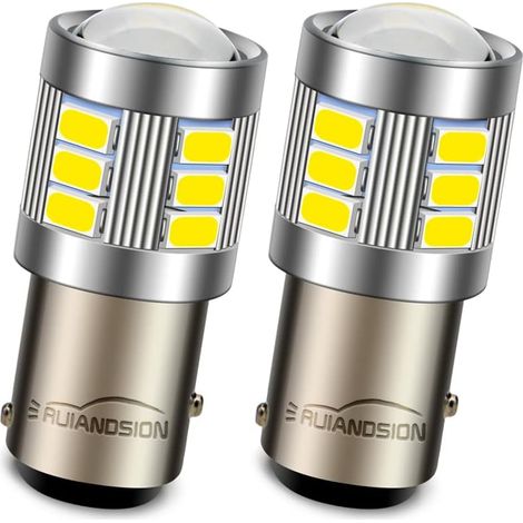 1157 Ampoule LED Blanc DC 10-60V 2057 2357 7528 BAY15D 5630 18SMD Puces LED Feux de Recul pour Voiture, Camion, Sans Polarité (lot de 2)