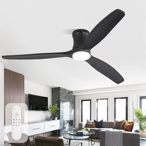 132cm Ventilateur Plafond avec Lumière, Bois Massif, Télécommande (1/5)