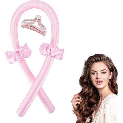 Fer à friser rose (fer à friser + 2 élastiques + 1 épingle à cheveux) (1/5)