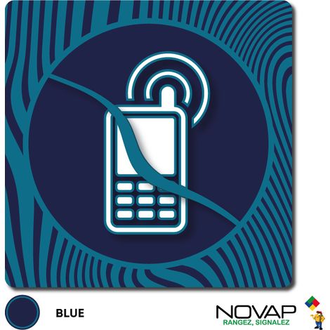 Plaque Téléphone interdit - Design Bleu 90x90mm - 4340067 (1/2)