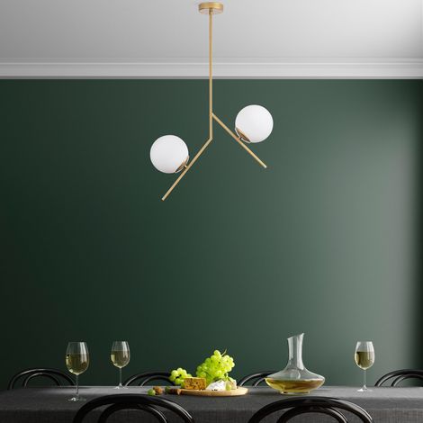 Hängelampe Nimbus aus goldenem Glas mit 2 Lichtern