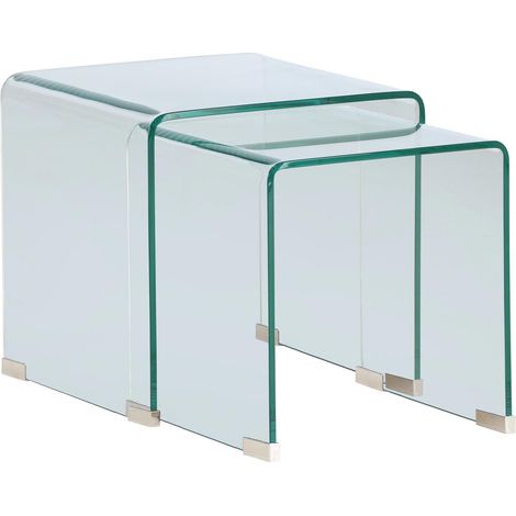 Lot de 2 Tables d'Appoint en Verre "Telemark" 42cm Transparent