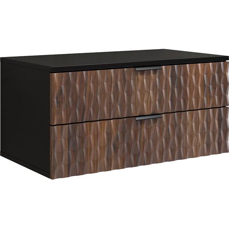 Mueble bajo lavabo 80 cm encimera Nevia Madera y Negro (1/4)