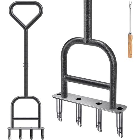 Aérateur de pelouse, aérateur de pelouse Manuel - Broche de Gazon avec poignée en Caoutchouc - Aérateur de pelouse - Scarificateur de Jardin pour sols compacts - Entretien de la pelouse (1/5)