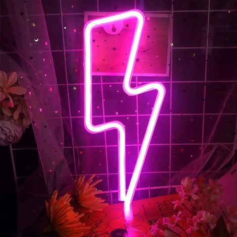 Neon-Leuchtschild, dekorative LED-Blitz-Stimmungsleuchte, für Zuhause, Wand, Kinderzimmer, Club, Bar, Weihnachts- und Hochzeitsdekoration, Rosa (1/5)