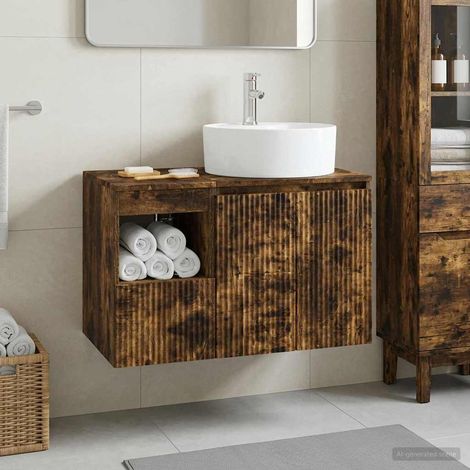 vidaXL Bathroom Furniture Set 2 pcs Smoked Oak Engineered Wood (1/5)