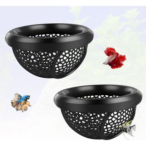 Dailygoods - Dekorative Aquariumhöhle, hohler Betta-Fischtunnel, schwimmende Aquariumhängematte, Garnelenfische, Versteck (schwarz) (1/5)